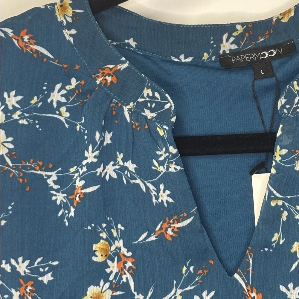 Papermoon Teal Floral Blouse -NWT - Picture 5 of 6